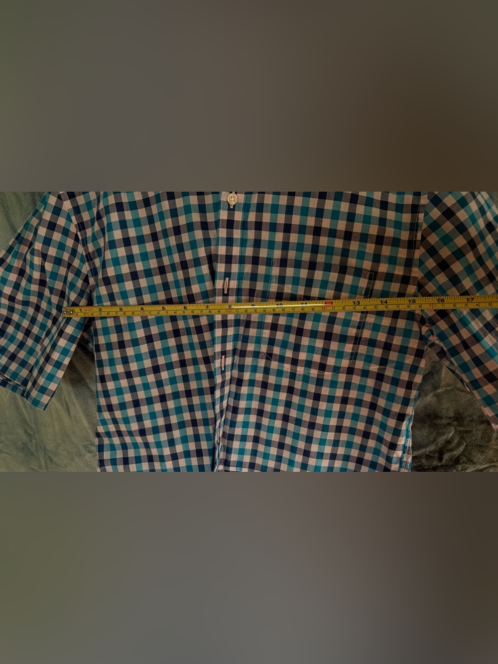 Cropped Blue and White Gingham Button-Up Shirt